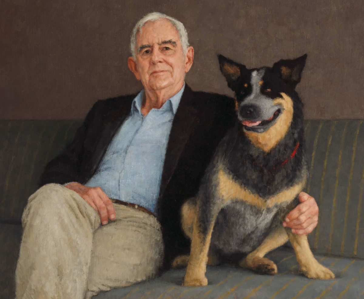 portrait of man and dog